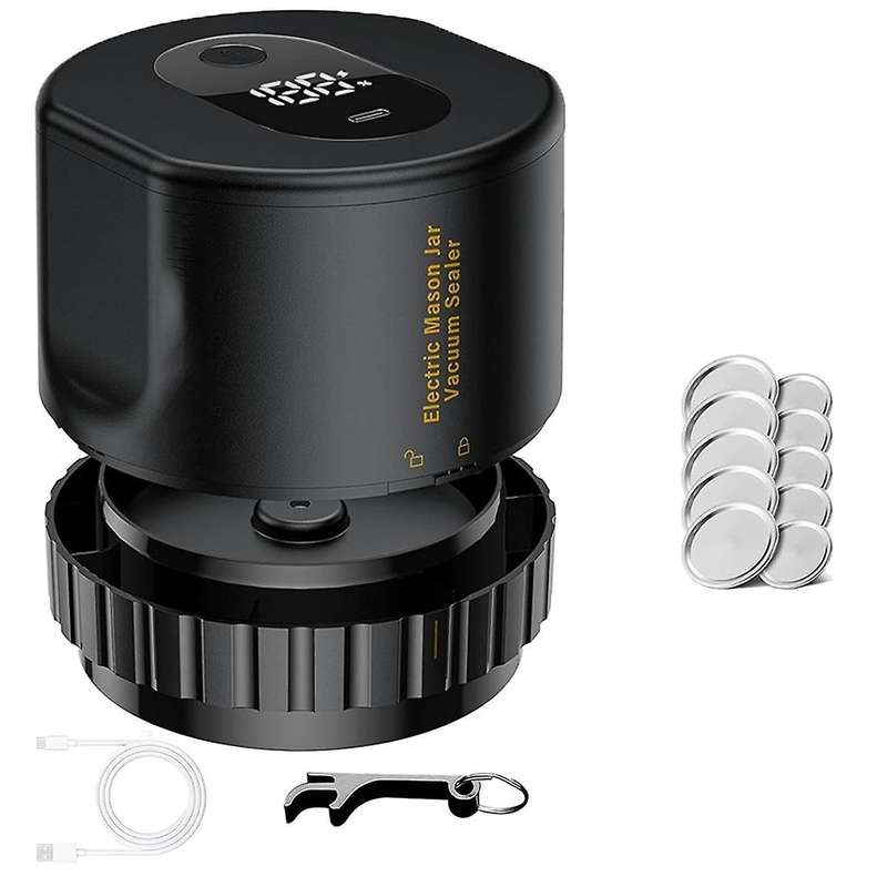 Mason Jar Vacuum 2 in 1 Design Electric Mason Jar Vacuum Sealing Kit, Fully Automatic Suction Stop