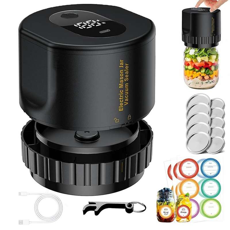 Mason Jar Vacuum 2 in 1 Design Electric Mason Jar Vacuum Sealing Kit, Fully Automatic Suction Stop