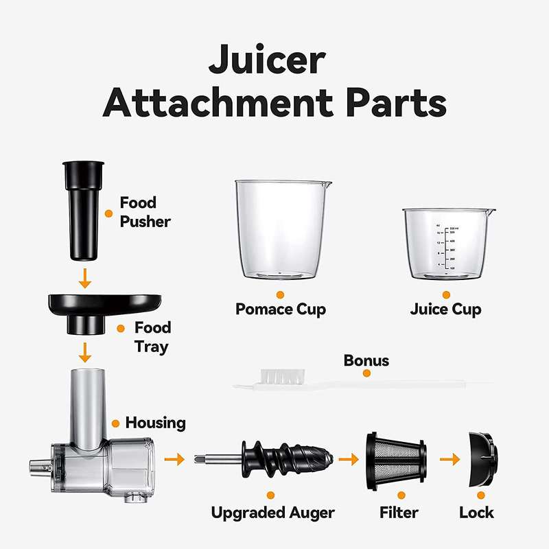 Masticating Juicer Accessories, Juicer Machines Attachments for 3.5/4.5/5 Quart Tilt Head Stand Mixe