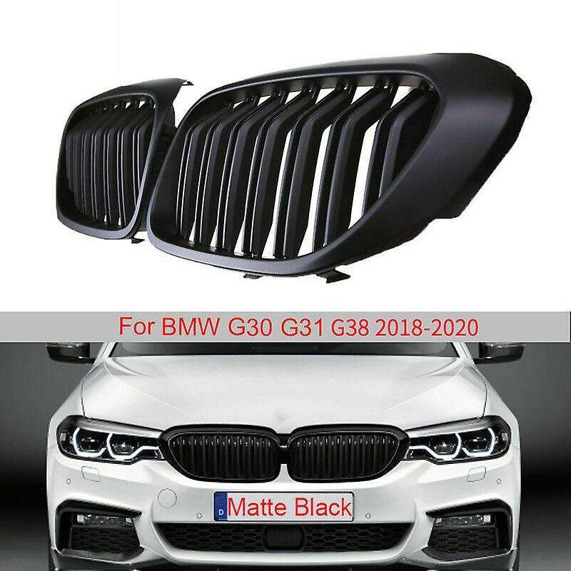 Matte Black Front Double Line Sport Kidney Grille Grill for 5 Series G30 G38 2018-2020