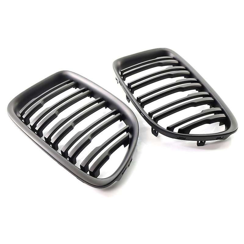 Matte Black Front Hood Kidney Grille Sport Grill Replacement Dual Slat for E84 X1 4-Door 2009-2015