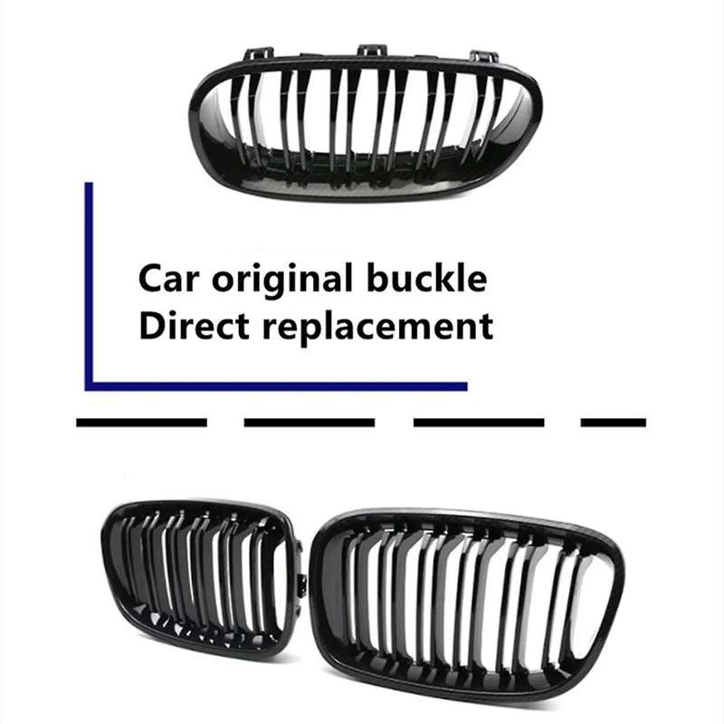 Matte Black Front Bumper Kidney Grille Grill Hood Mesh Double Line for E60 M5 E61 520I 545I 550I 535