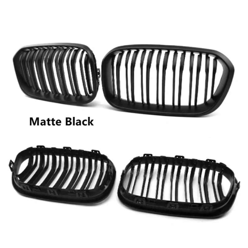 Matte Black Front Bumper Kidney Grille Grill Hood Mesh Double Line for E60 M5 E61 520I 545I 550I 535