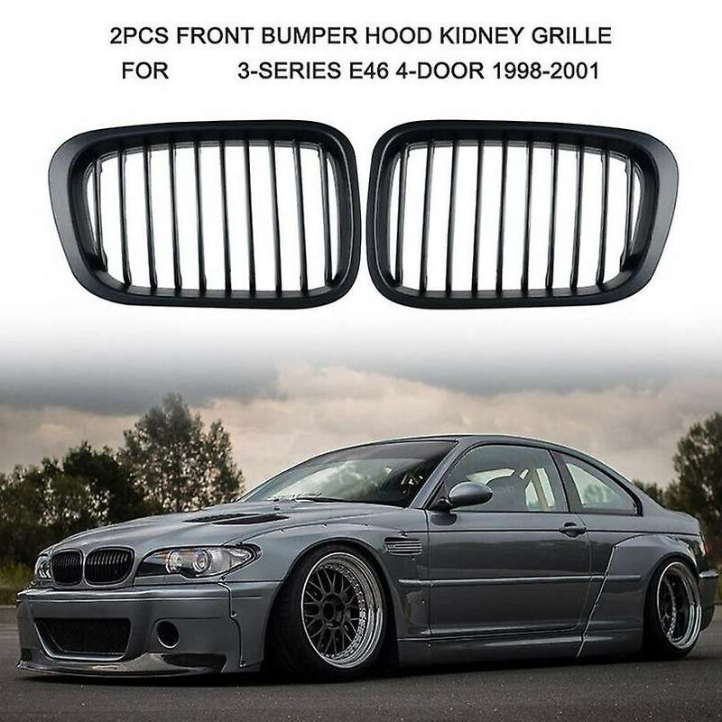 Matte Black Kidney Grille Grill for- 3 Series 1998-2001 E46 320I 325I 328I 330I 4 Door Sedan