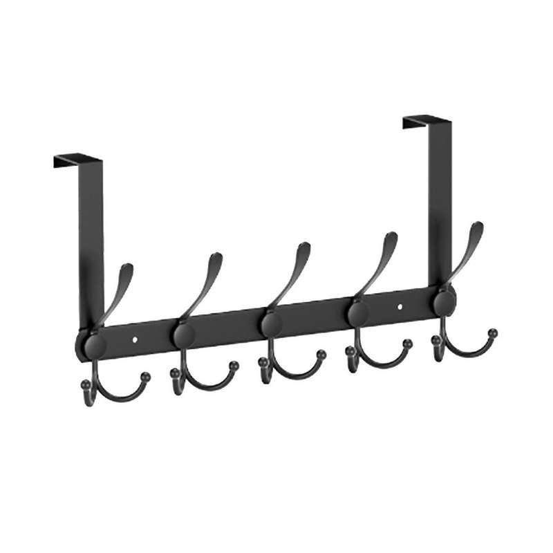 Matte Black Over-the-door Metal Coat Rack - Robust, Space-saving, Easy-to-install