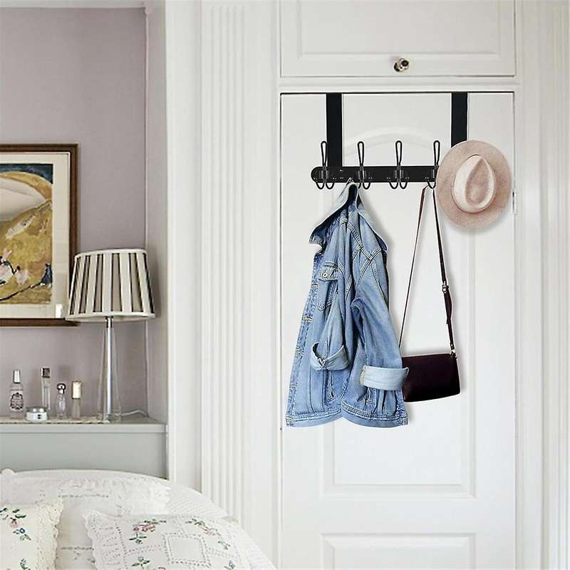 Matte Black Over-the-door Metal Coat Rack - Robust, Space-saving, Easy-to-install