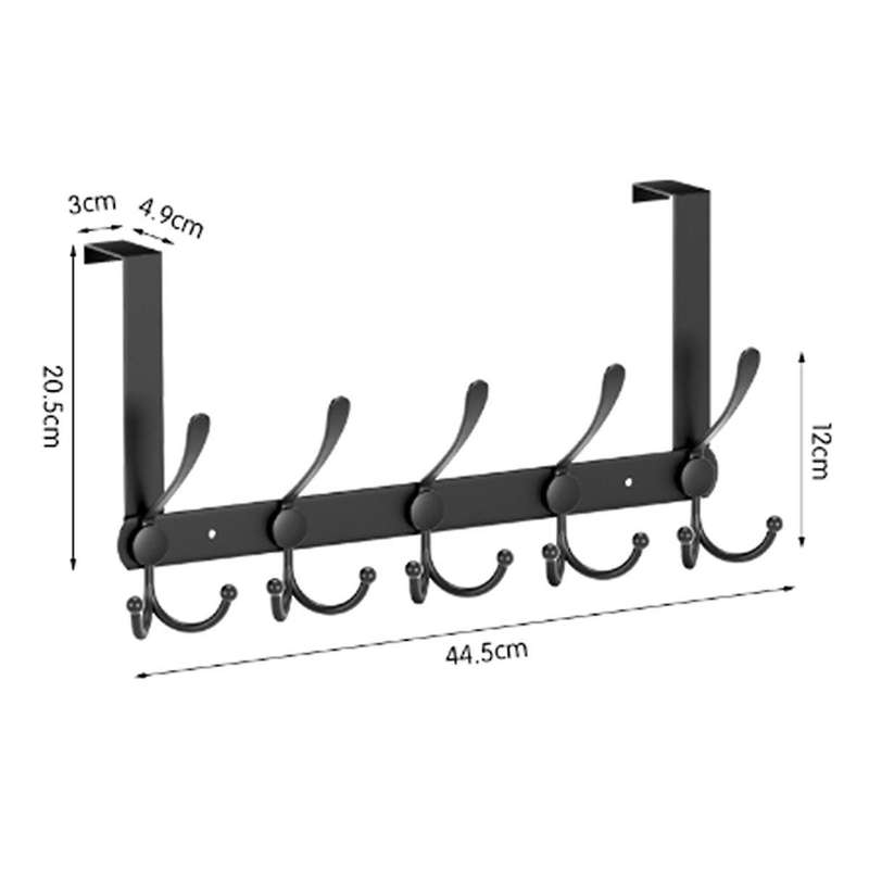 Matte Black Over-the-door Metal Coat Rack - Robust, Space-saving, Easy-to-install