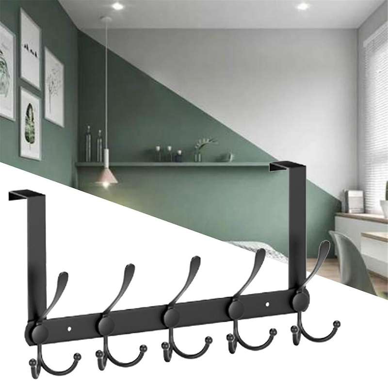 Matte Black Over-the-door Metal Coat Rack - Robust, Space-saving, Easy-to-install