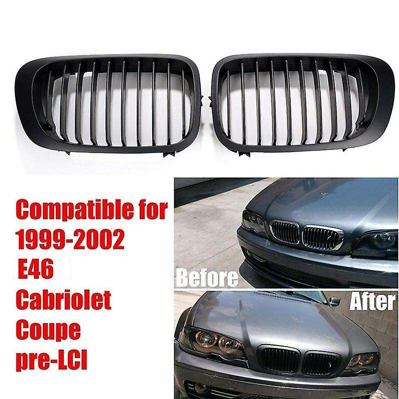 Matte Black Front Sport Kidney Grille Grill for - 3 Series E46 2-Door Coupe Cabriolet Pre-Facelift 1