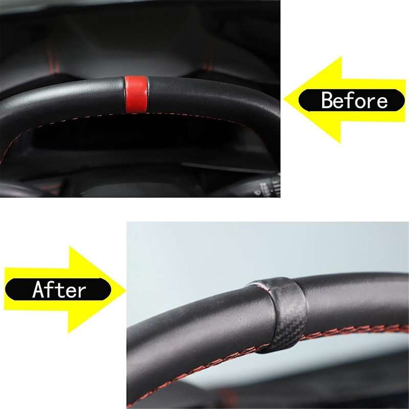 Matte Carbon Fiber Pattern Car Steering Wheel Ring Trim Cover Sticker for C8 2020-2023 Car Interior
