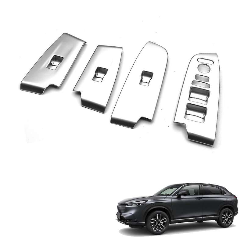 Matte Silver Window Glass Lift Button Trim Switch Cover Door Armrest Panel Sticker for -V Vezel 2021