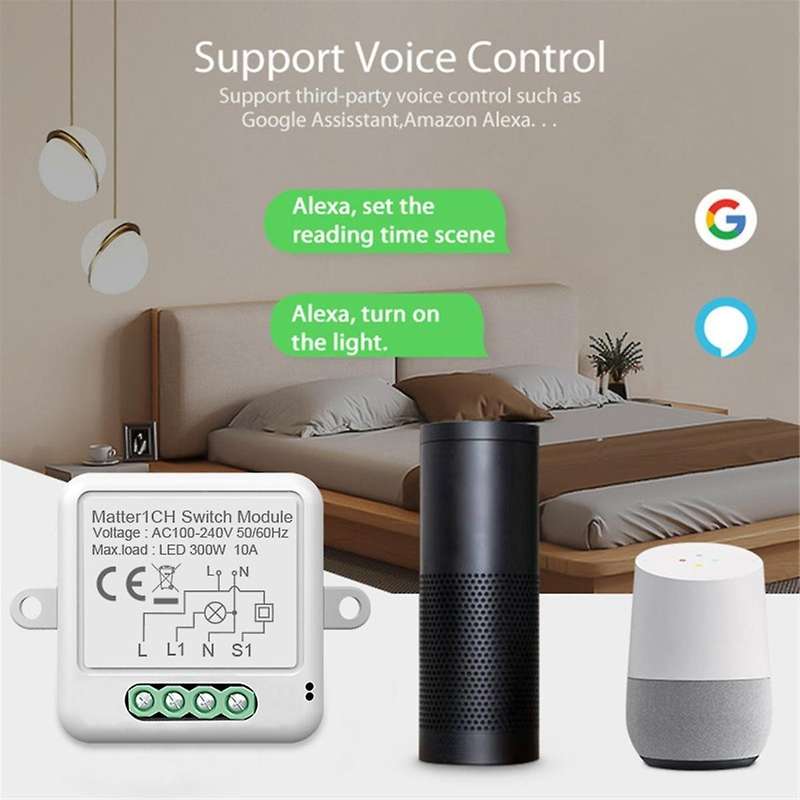 Matter WiFi Smart Switch 10A Smart Home Automation Relay Module Tuya Smart Life Works with for Alexa