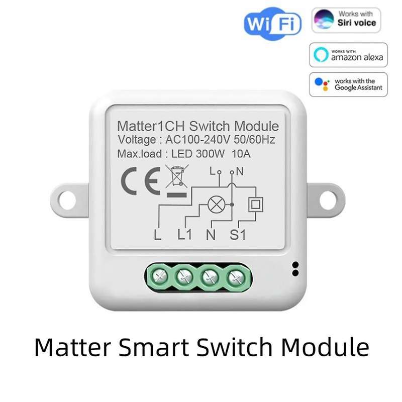 Matter WiFi Smart Switch 10A Smart Home Automation Relay Module Tuya Smart Life Works with for Alexa