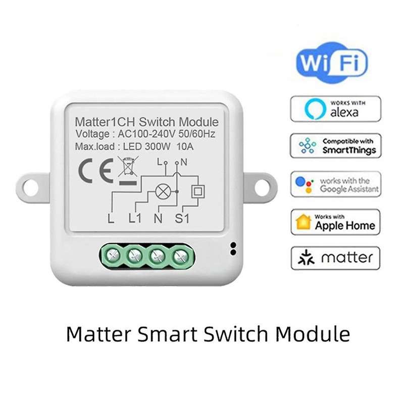 Matter WiFi Smart Switch 10A Smart Home Automation Relay Module Tuya Smart Life Works with for Alexa