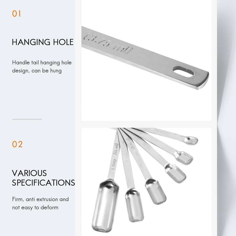 Measuring Spoons Set - 7-piece Kitchen Measuring Spoons with Leveler - Slim Design Fits In Spice Ja