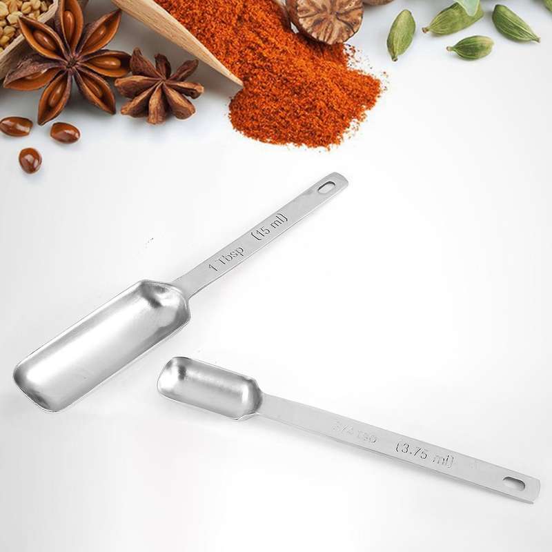 Measuring Spoons Set - 7-piece Kitchen Measuring Spoons with Leveler - Slim Design Fits In Spice Ja