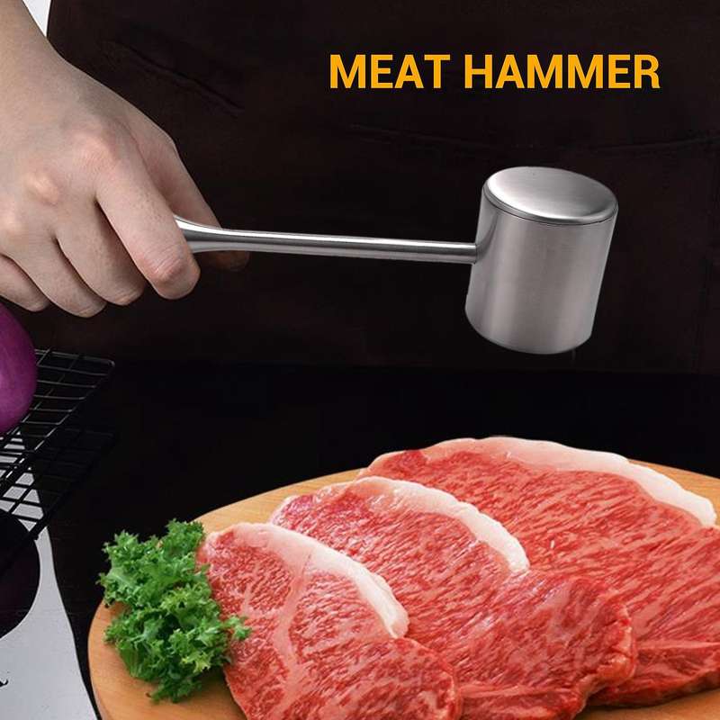 Meat Tenderizer - Stainless Steel Steak Metal Tenderiser Mallet, Double-sided Meat Hammer for Kitch