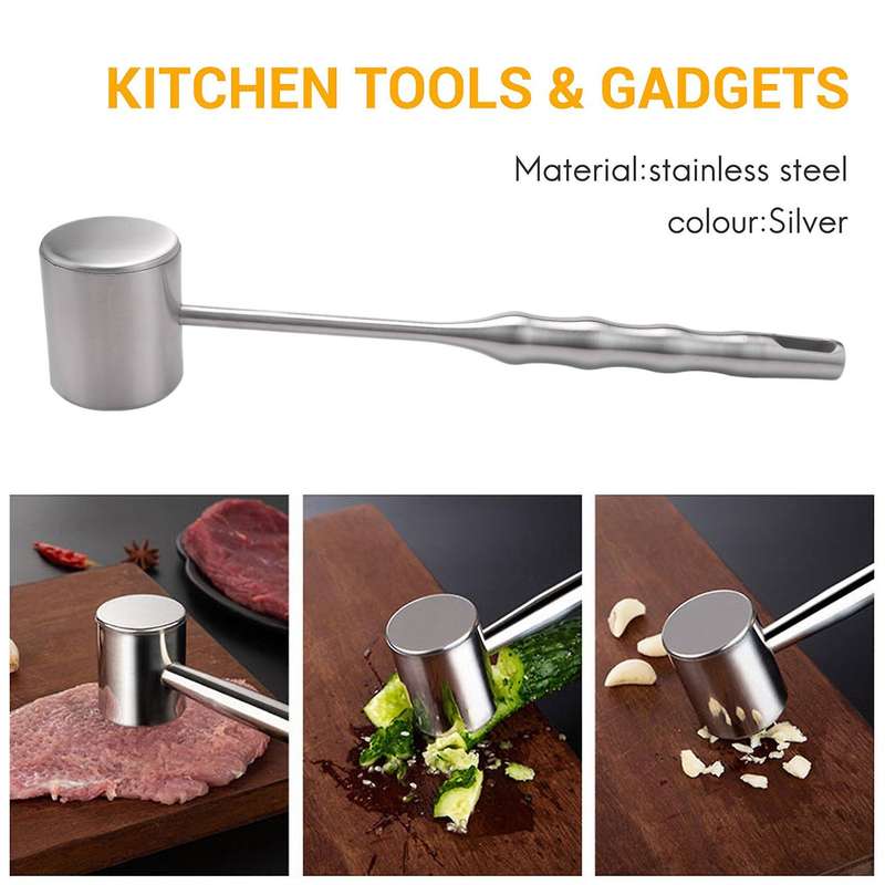 Meat Tenderizer - Stainless Steel Steak Metal Tenderiser Mallet, Double-sided Meat Hammer for Kitch