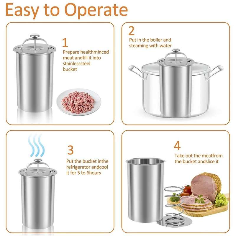 Meat Press Cooker 304stainless Steel Ham Press Maker Multifunctional Round Shape Homemade Meat Press