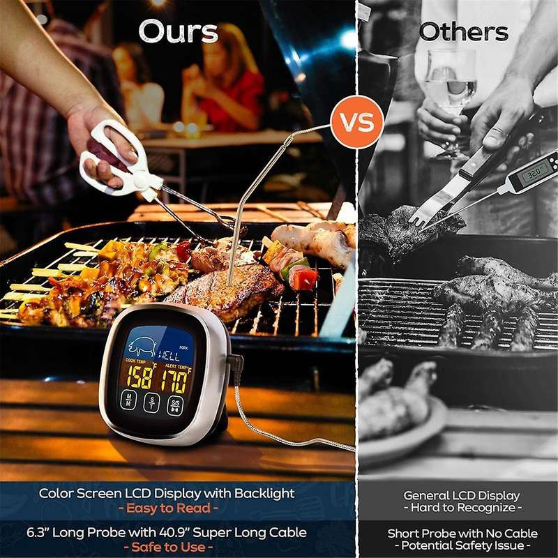 Meat Thermometer Digital for Food Cooking BBQ Oven Grilling, Instant Read Electric Touchscreen LCD