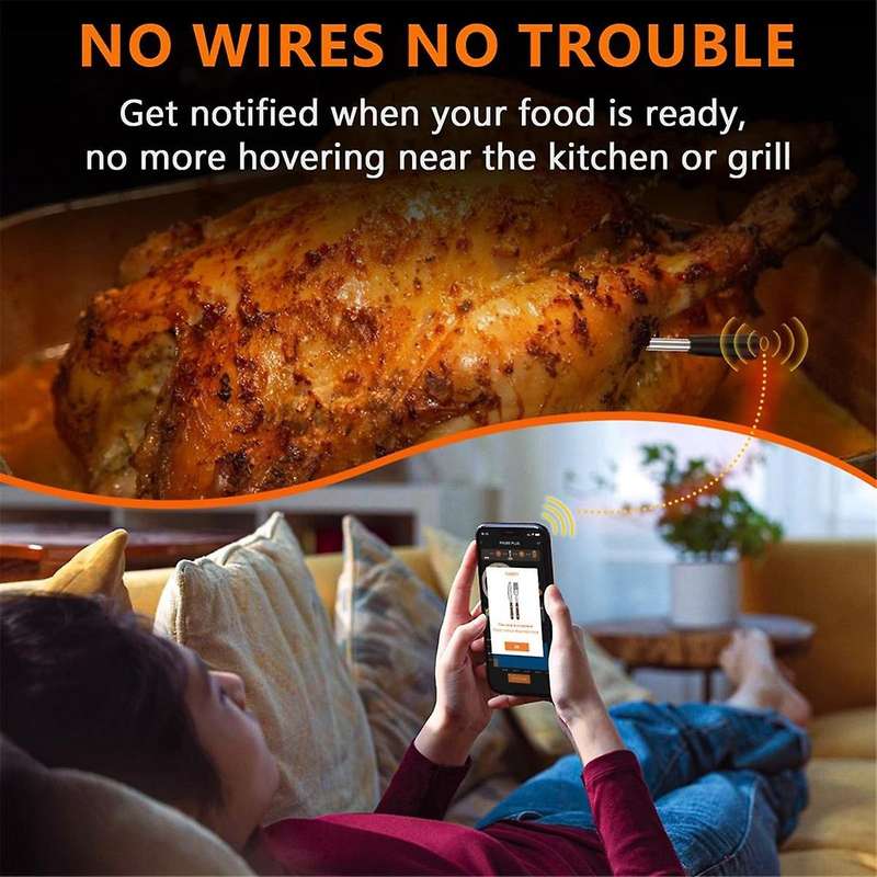 Meat Thermometer BBQ Wireless Bluetooth Meat Thermometer for Grilling Smoker Oven Cooking Kitchen, D