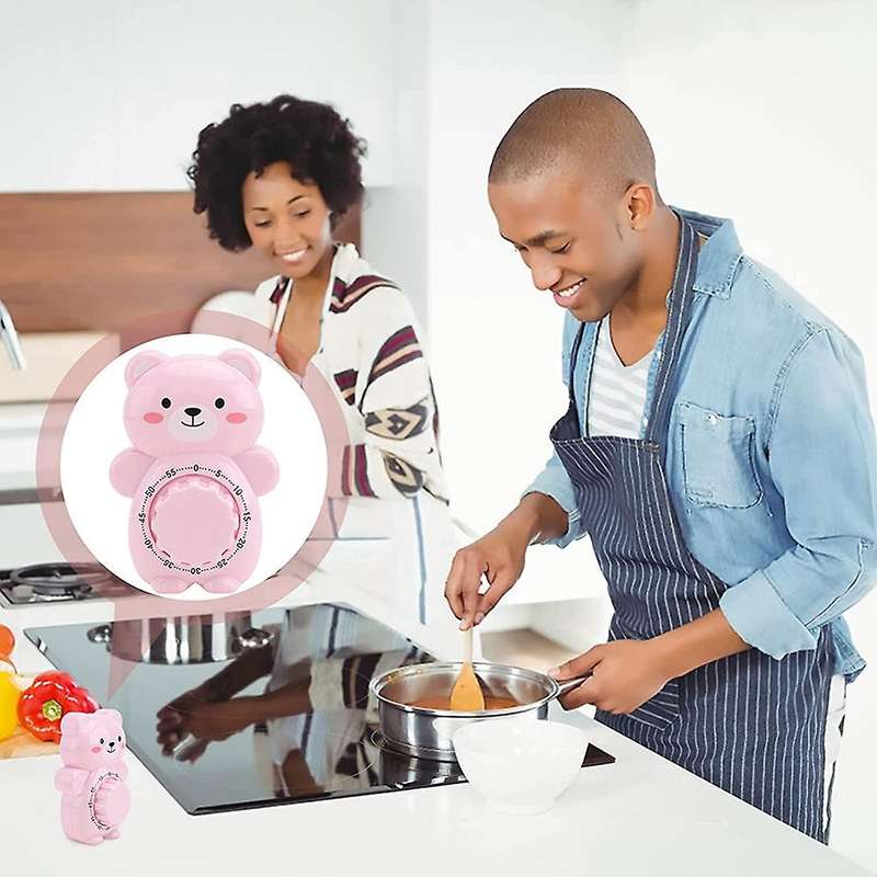 Mechanical Timer Kitchen Timer Countdown Timer Cartoon Bear Shape Egg Timer 60 Min for Cooking,Sport
