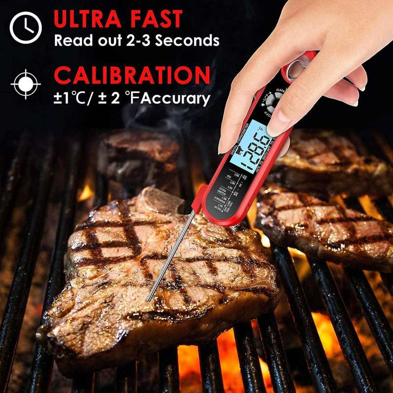 Meat Thermometer Dual Probe Instant Read Food Meat Thermometers for Cooking with Alarm Function and