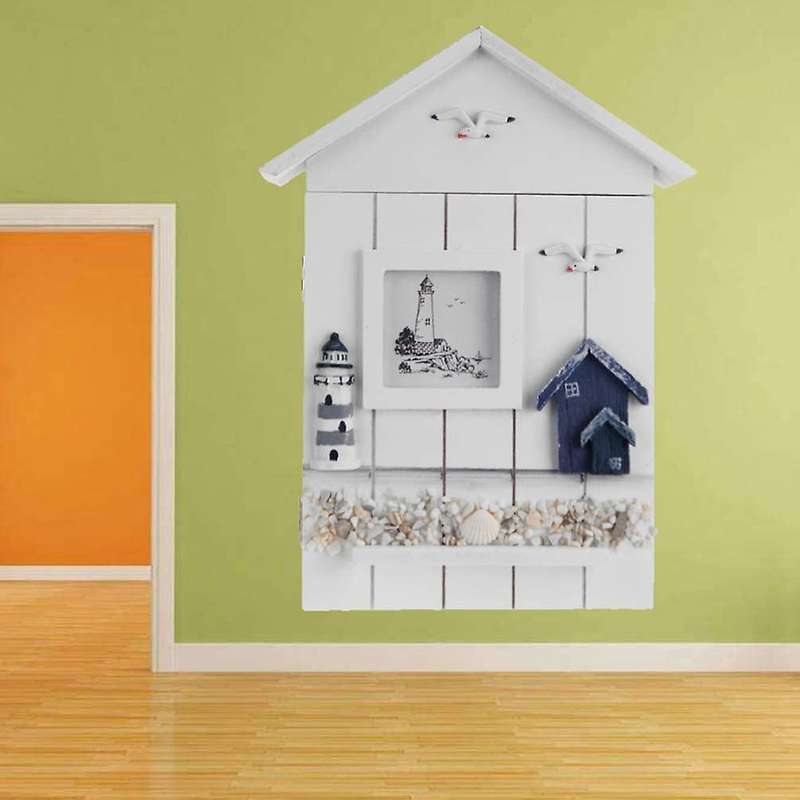 Mediterranean Style Key Cabinet Wood Nautical Style Wall Mounted Wooden Key Holder Storage Box Cabin