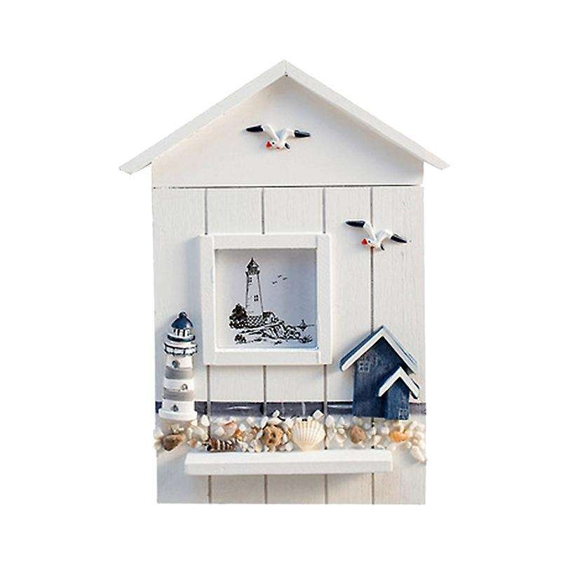Mediterranean Style Key Cabinet Wood Nautical Style Wall Mounted Wooden Key Holder Storage Box Cabin