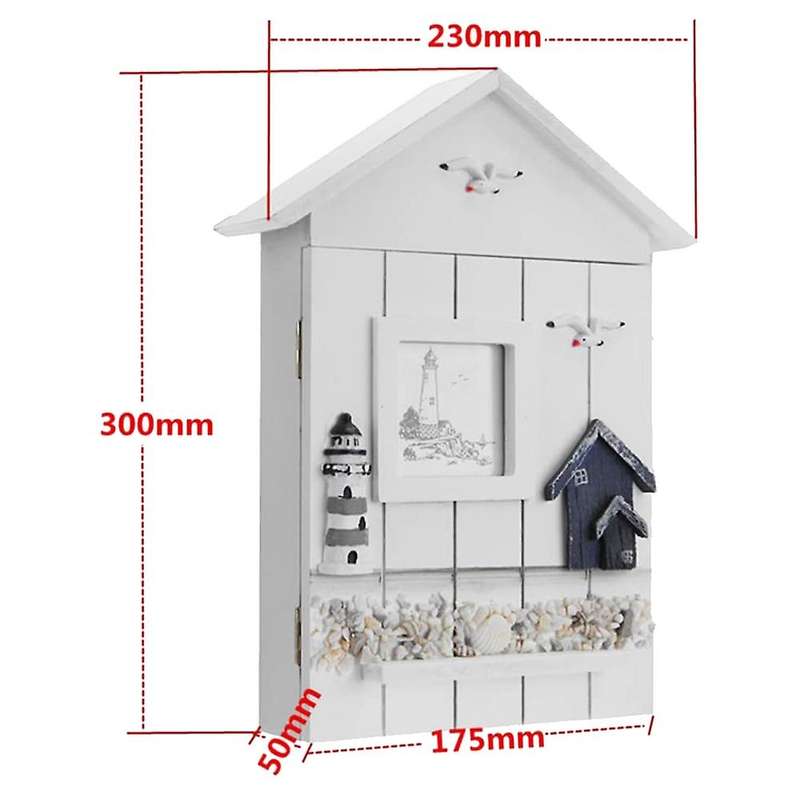 Mediterranean Style Key Cabinet Wood Nautical Style Wall Mounted Wooden Key Holder Storage Box Cabin
