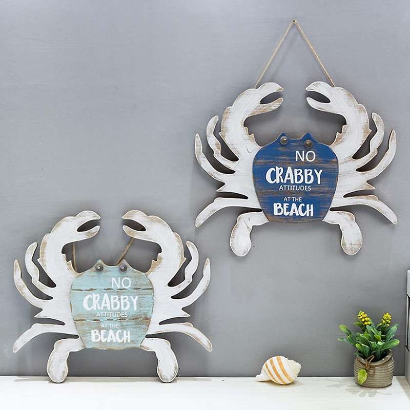 Mediterranean Wooden Crab Pendant Wall-Mounted Seafood Model Wall Decoration Cartoon Restaurant Shop
