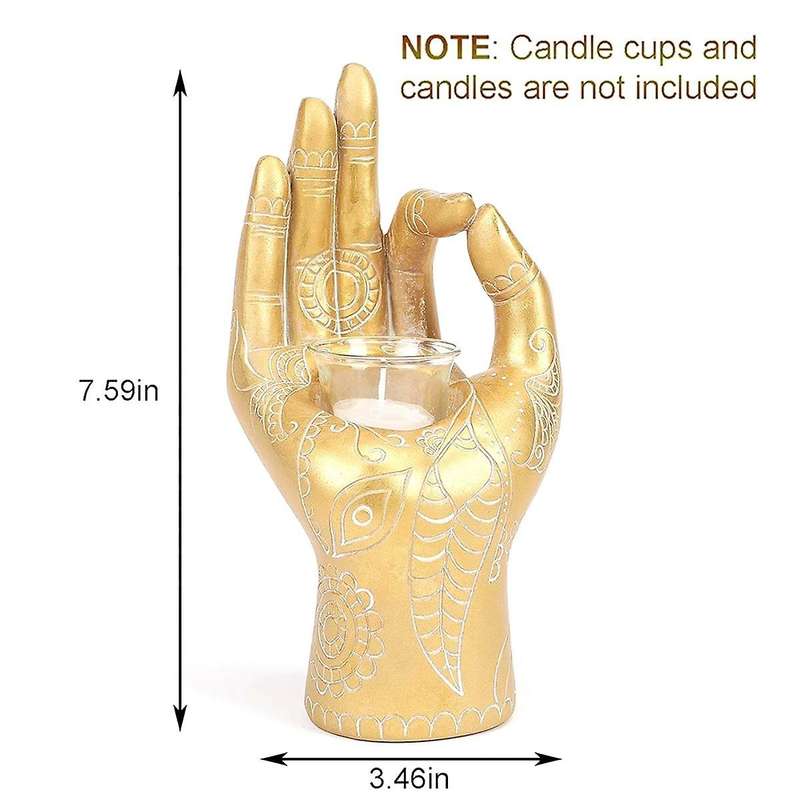 Meditation Decor-candle Holders Buddha Hand Holders Buddhist Decor Statue for Office Living Room 7.5