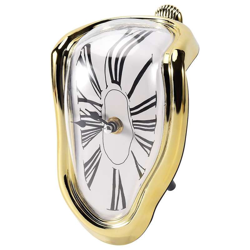 Melting Clock, Block-Type Twisted Clock,Melted Clock for Decorative Home Office Shelf Desk Table Fun