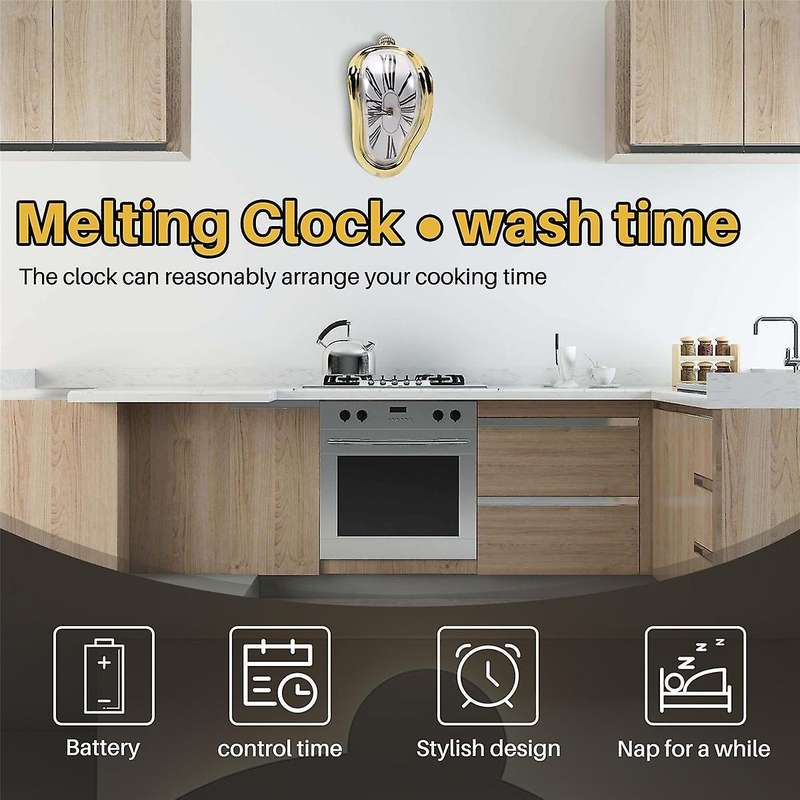Melting Clock, Block-Type Twisted Clock,Melted Clock for Decorative Home Office Shelf Desk Table Fun
