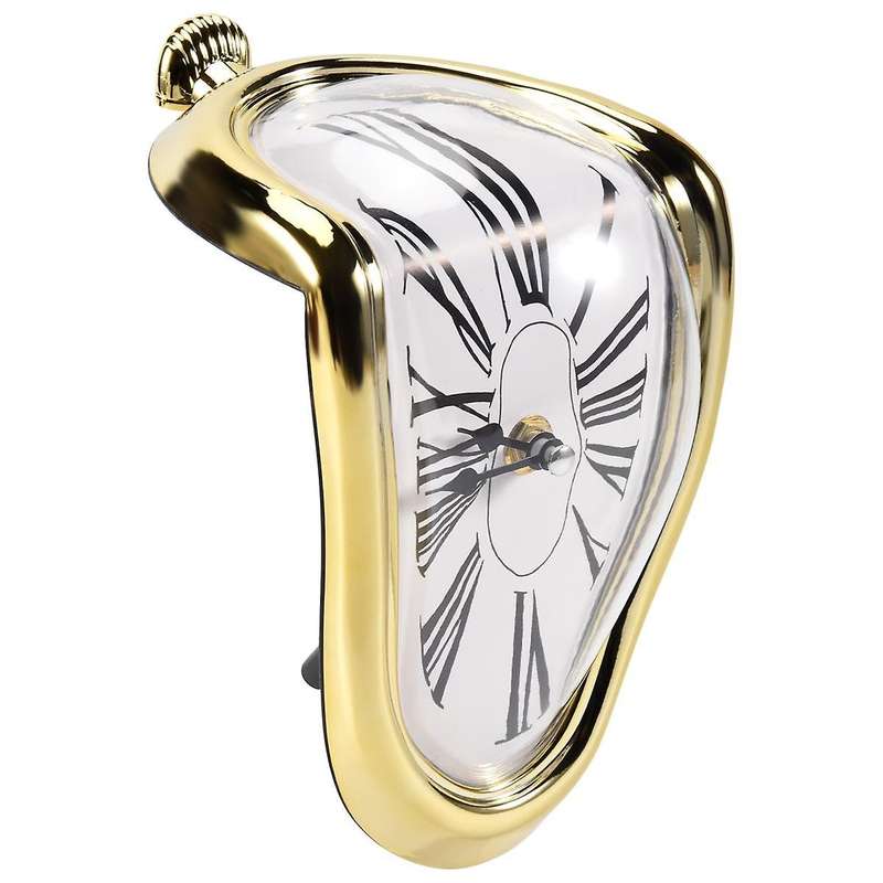 Melting Clock, Block-Type Twisted Clock,Melted Clock for Decorative Home Office Shelf Desk Table Fun