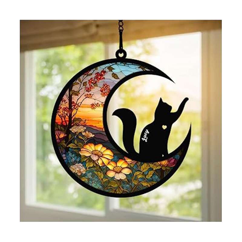 Memorial Suncatcher, Personalized with Name Date Breeds Suncatcher, Pet Loss Suncatcher, Stained Acr
