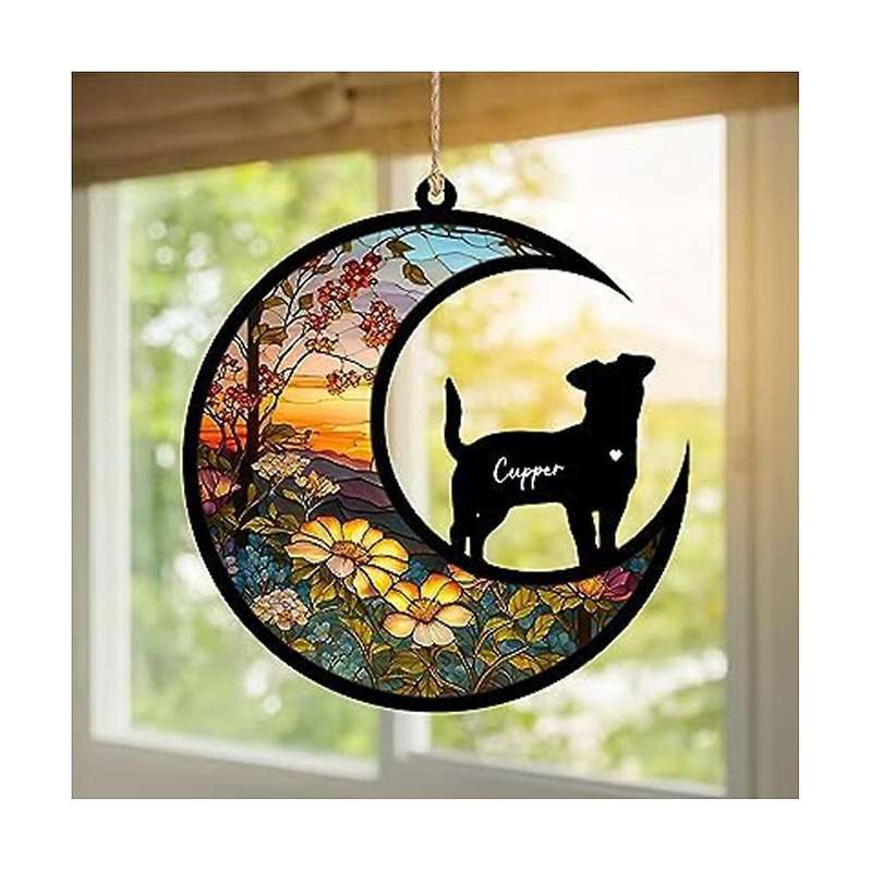 Memorial Suncatcher, Personalized with Name Date Breeds Suncatcher, Pet Loss Suncatcher, Stained Acr