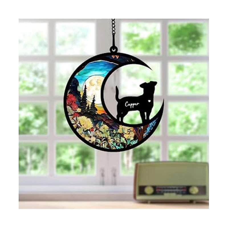 Memorial Suncatcher, Personalized with Name Date Breeds Suncatcher, Pet Loss Suncatcher, Stained Acr