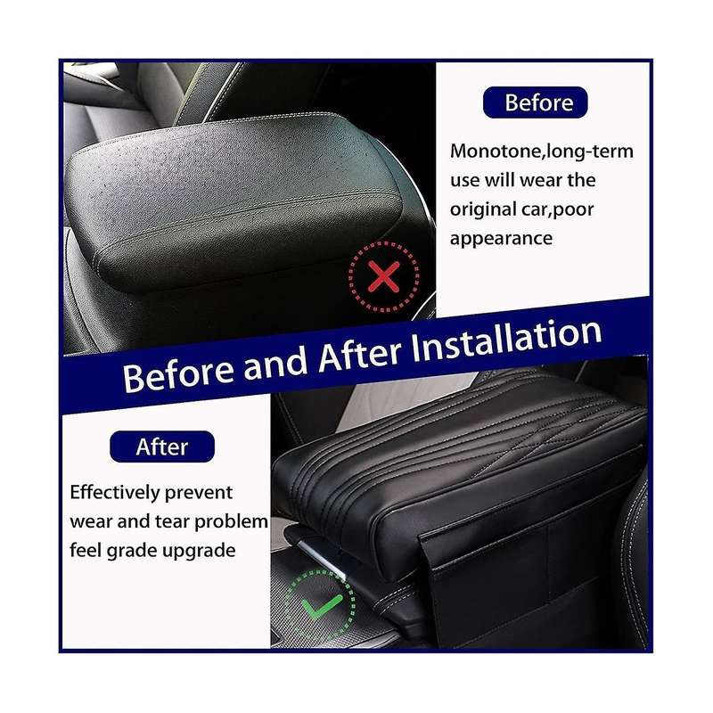 Memory Foam Armrest Box for Vehicles - Leather Car Armrest Box Pad, Universal Car Armrest Pad, Centr