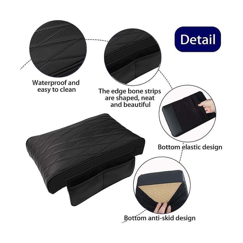 Memory Foam Armrest Box for Vehicles - Leather Car Armrest Box Pad, Universal Car Armrest Pad, Centr