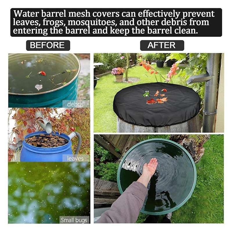 Mesh Cover for Rain Barrel with Drawstring,rain Collection Barrels Netting Screen to Keep Leaves An