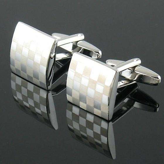 Mens Stainless Steel Business Shirt Silver Square Wedding