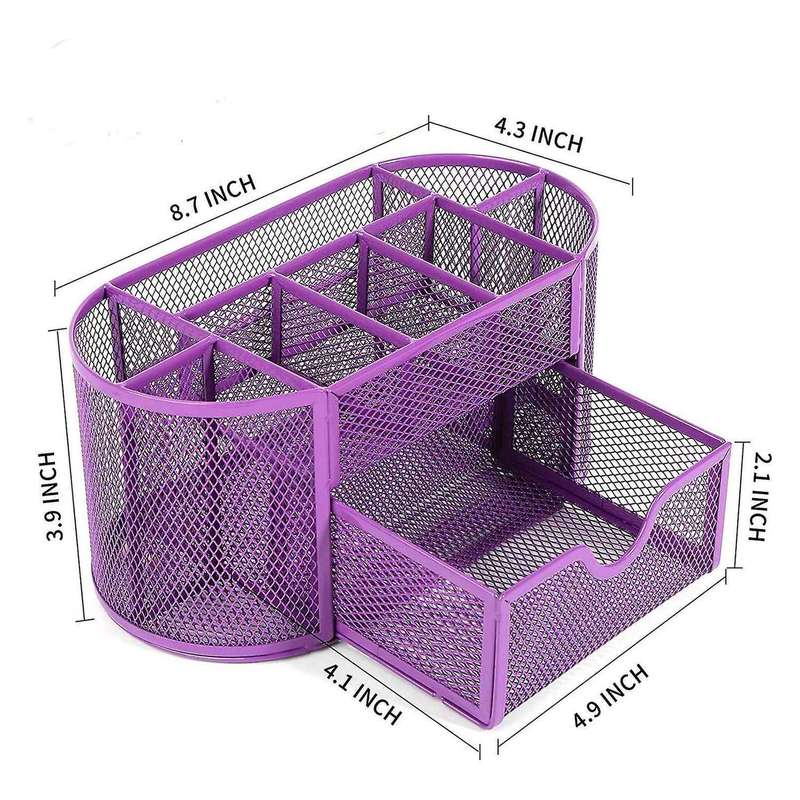 Mesh Desk Organizers with Drawer, Office Organizer Metal Pen Holder Pencil Organizer for Desktop Pe