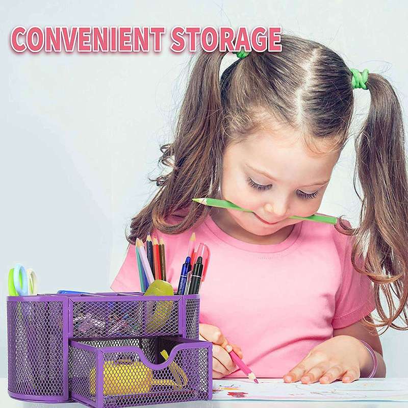 Mesh Desk Organizers with Drawer, Office Organizer Metal Pen Holder Pencil Organizer for Desktop Pe