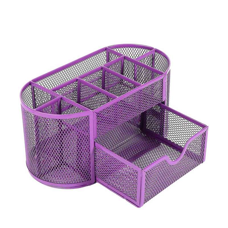 Mesh Desk Organizers with Drawer, Office Organizer Metal Pen Holder Pencil Organizer for Desktop Pe