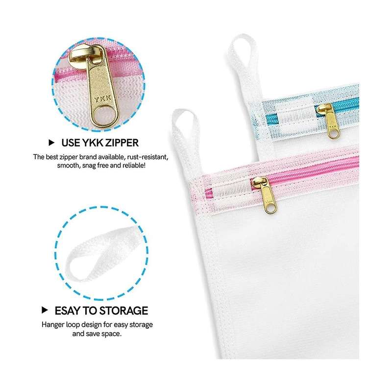 Mesh Laundry Bag for Delicates with YKK Zipper,Mesh Wash Bag, Travel Storage Organize Bag, Clothing