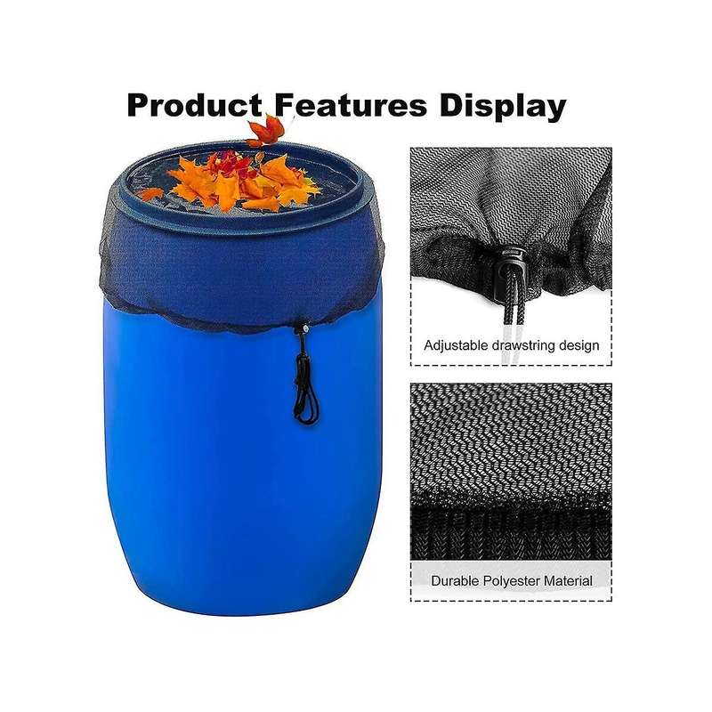 Mesh Cover for Rain Barrels, 4 Pcs Rain Barrel Netting Screen with Drawstring for Protecting Fallen