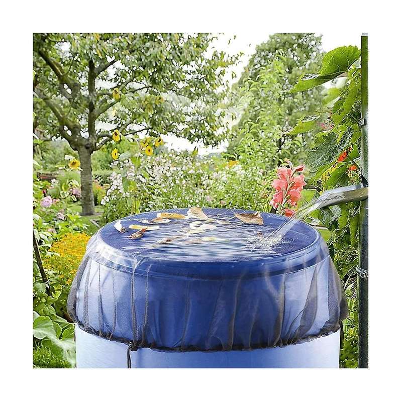 Mesh Cover for Rain Barrels, 4 Pcs Rain Barrel Netting Screen with Drawstring for Protecting Fallen