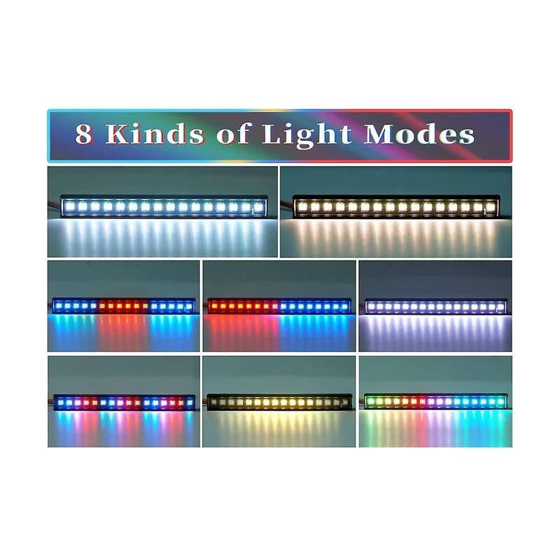Metal 16 Led 8 Modes Roof Light Bar Roof Lamp for Trx4m Trx4-m 1/18 Rc Crawler Car Upgrade Parts
