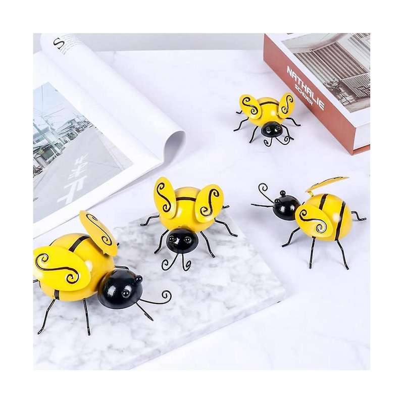Metal Bee Wall Decor Outdoor Garden Fence Decor, 3d Wall Art Decoration, Bee Wall Hanging ,4pcs